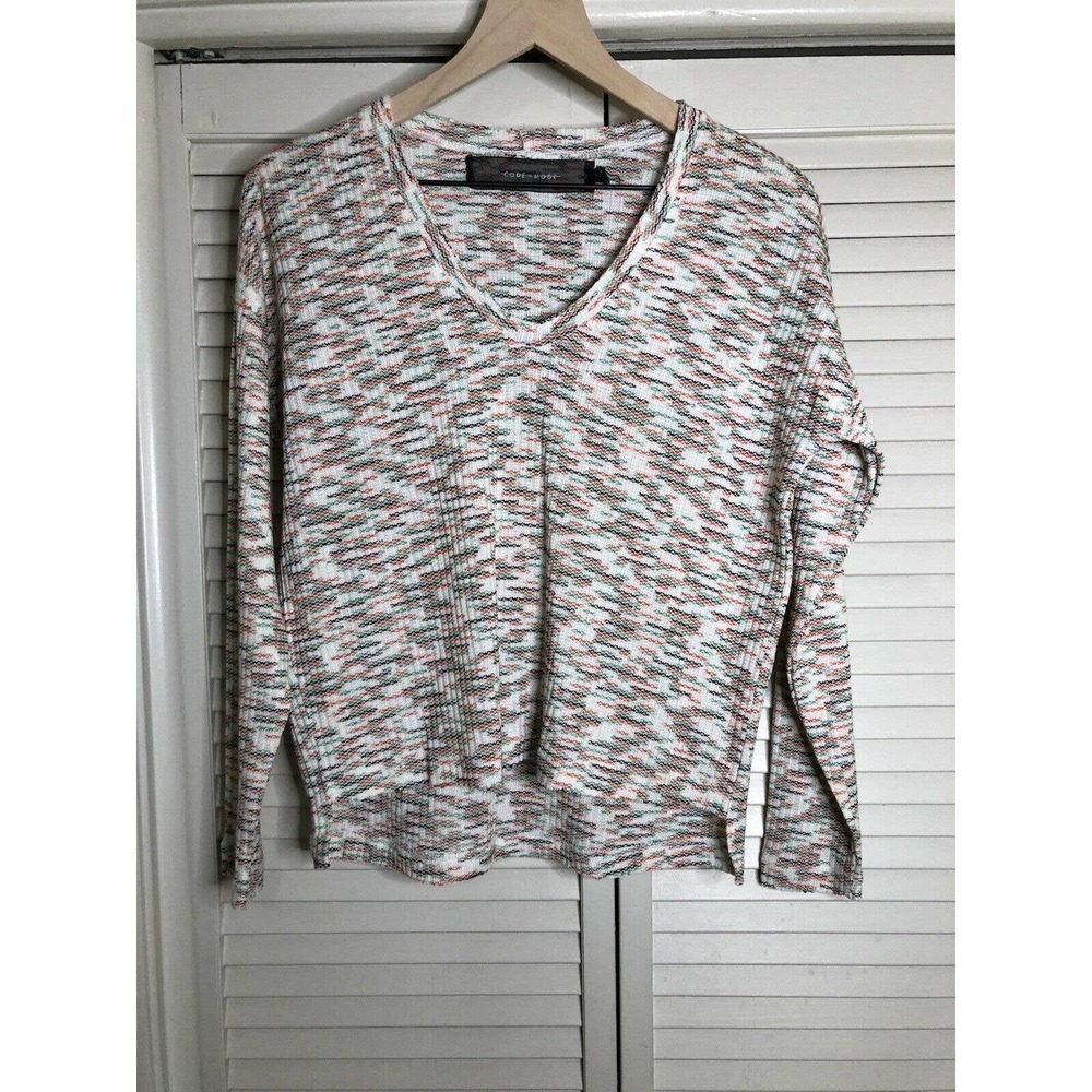 CODE X MODE Space Dye Sweater Top Womens Sz XS Knit Long Sleeve Multi Color